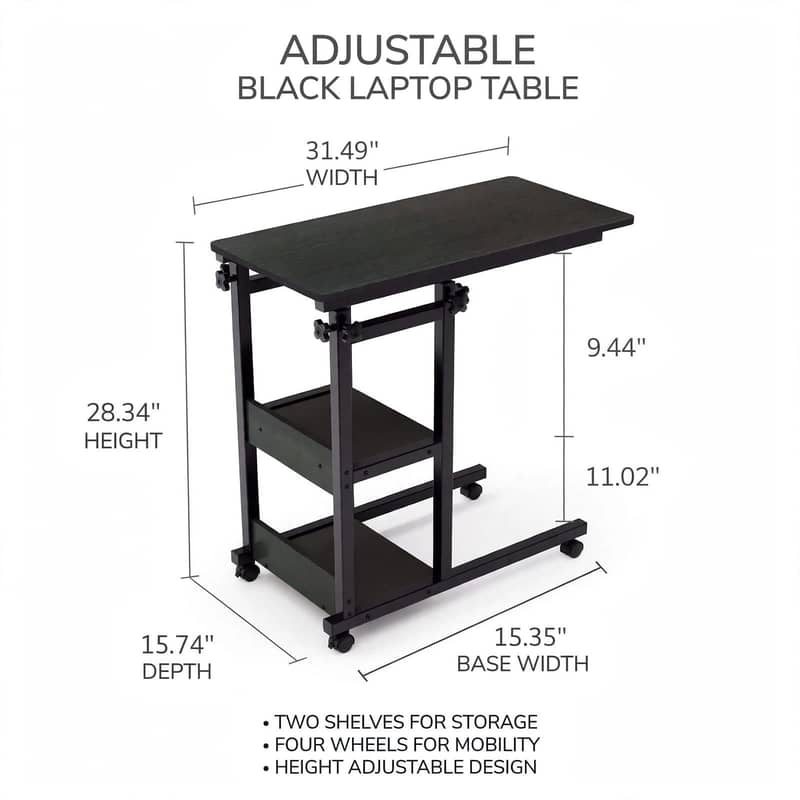Movable Laptop Table - Adjustable Computer Table 0