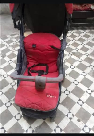 Tinnies Baby Stroller / Pram – Foldable, Safety Harness, Canopy – Used