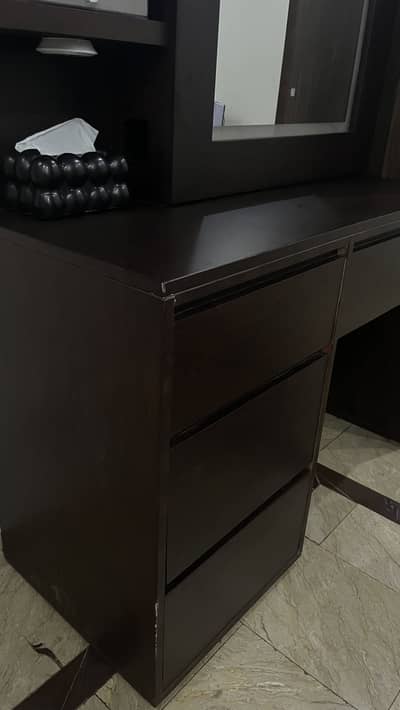 Modern LED Vanity Dressing Table with Hidden Storage Mirror & Drawers