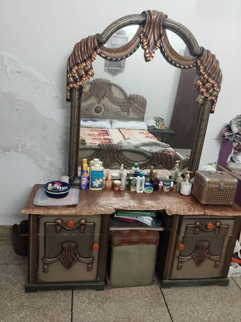 Matching Bedroom Set – Bed with Mattress, Dressing Table & Two Bedsid 1