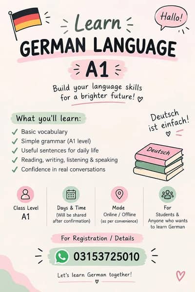 German A1 Language Classes for Beginners