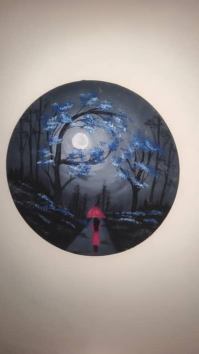 Original Handmade Moonlight Forest Painting | Beautiful Wall Art
