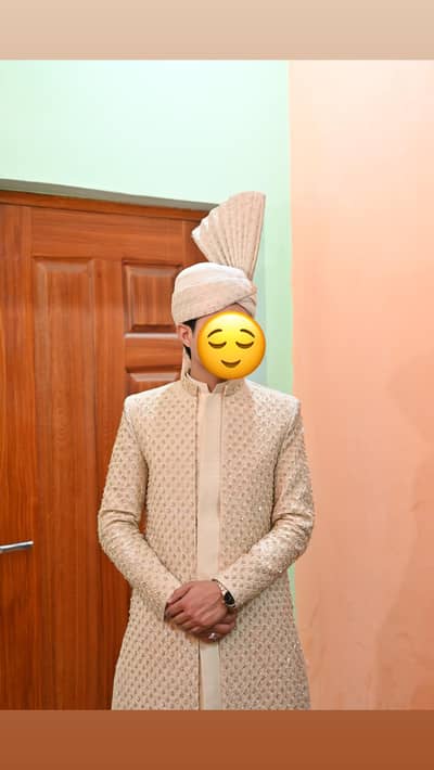 Groom Sherwani with Matching Turban ( Pagri )