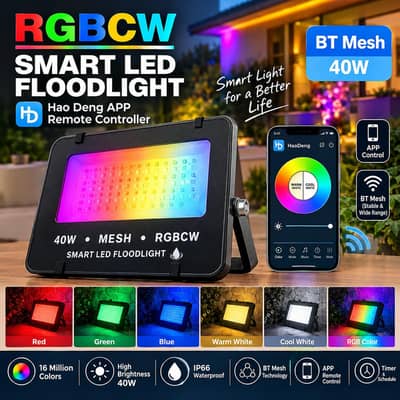 40 watt smart led flood light rgcw  new box pack app control