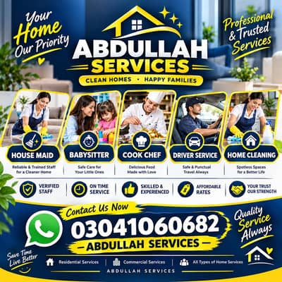 We Provide Cook / Driver / Maids / Helper / Cheffs in All Pakistan
