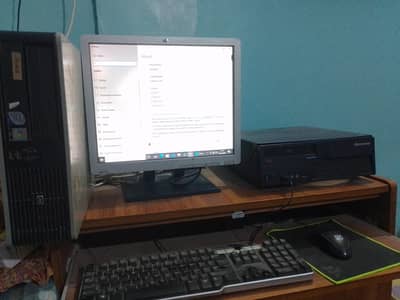 Desktop PCs Setup Lenovo & HP PCs + HP 17 LCD Monitor + Keyboard&Mouse