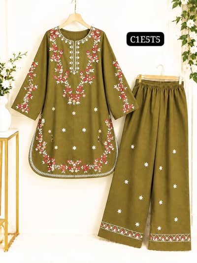 Embroidered Shirt with Farshi Shalwar