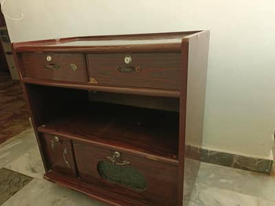 Versatile Wooden Utility Cart / TV Console Cabinet with Locks