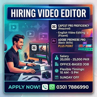 Video Editor needed,  English smjh ani chhaiye