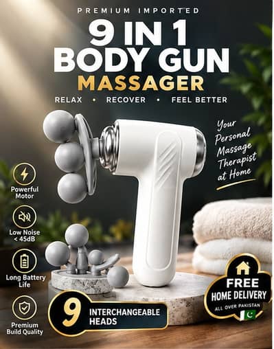 Premium 9-in-1 Rechargeable Body Massage Gun – Relax, Recover & good