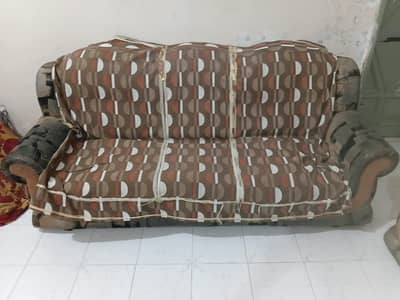 5 Seater Sofa Set | 3 Seater + 2 Single | Wooden Frame | Repair Requi