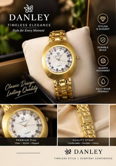 ⌚Danley® Elegant Gold-Tone Women’s Quartz—Fashion Bracelet Wristwatch