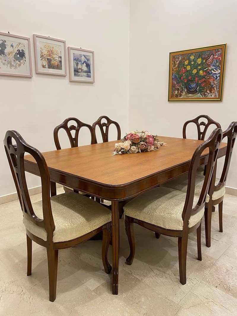 Solid Wood Dining Table & 8 High-Back Chairs – Excellent Condition 0