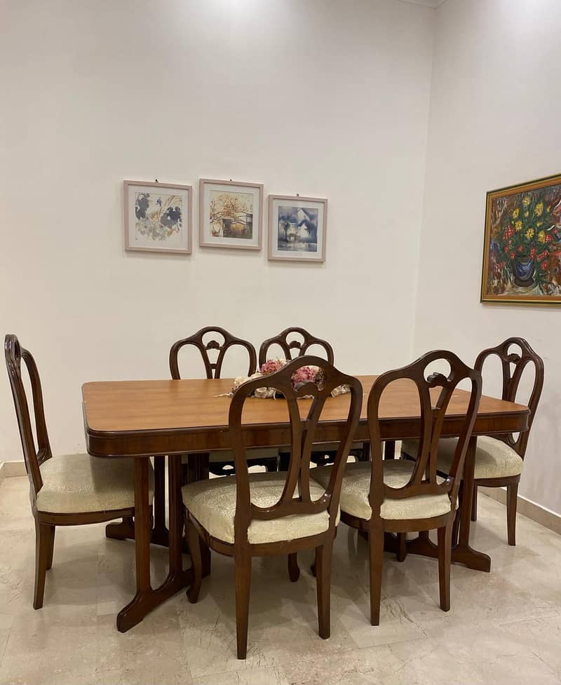 Solid Wood Dining Table & 8 High-Back Chairs – Excellent Condition 2