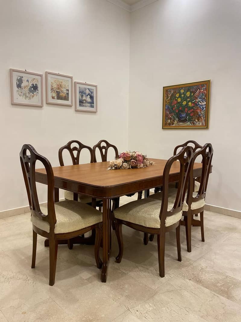 Solid Wood Dining Table & 8 High-Back Chairs – Excellent Condition 3