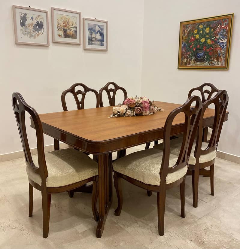 Solid Wood Dining Table & 8 High-Back Chairs – Excellent Condition 4