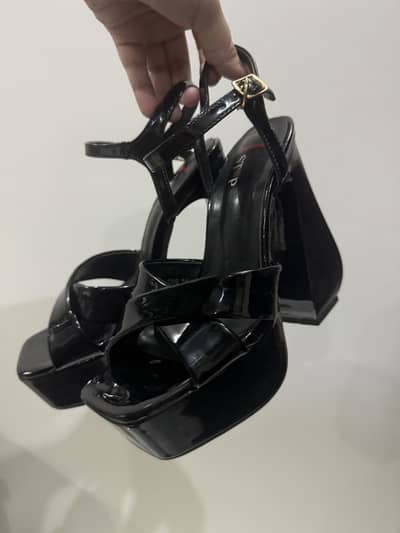 Black Platform Block Heels