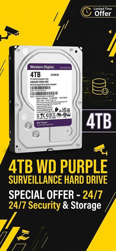 WD Purple 4000GB (4tb) Hard Drive For Sale Limited Offer 100 Health