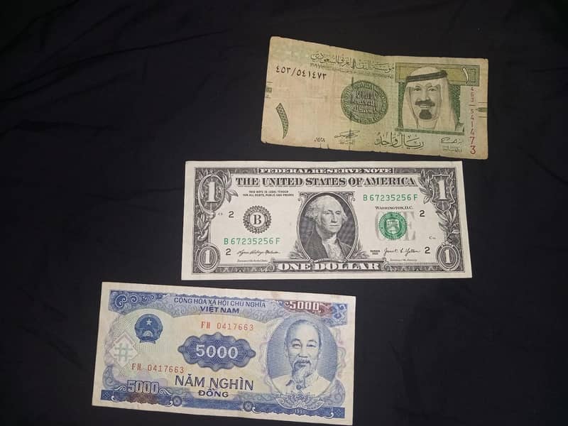 Notes and coins from different countries 4