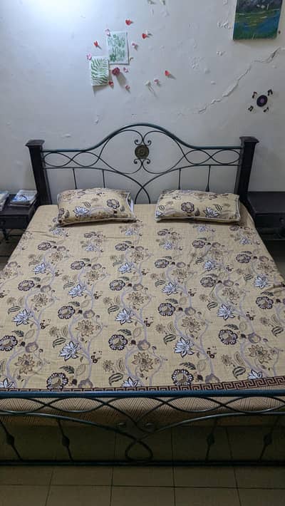 1 Iron King Size bed with dressing Table and 2 side tables