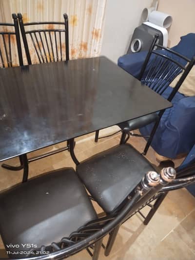 Glass Dining Table Set with Chairs – Excellent Condition