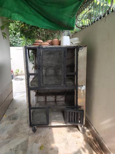 Large Multi-Level Bird Cage / Aviary on Wheels – Heavy Duty Metal