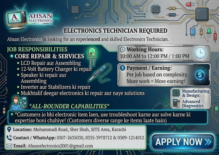 Electronics Technician Required 0