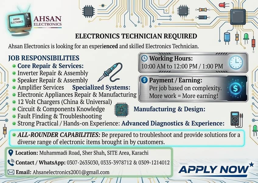 Electronics Technician Required 1