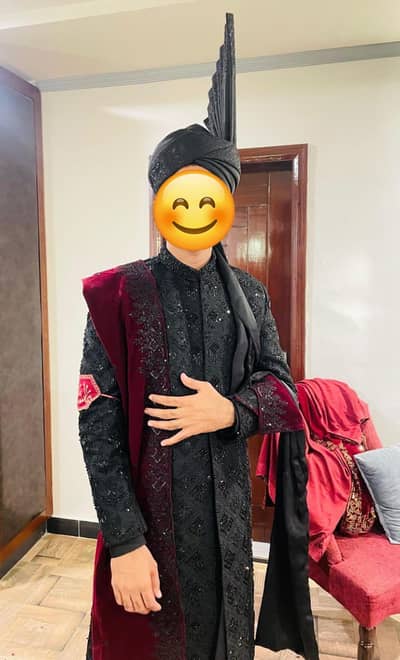 premium black sherwaani for sale