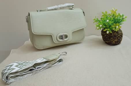 Mint Green Crossbody Bag with Geometric Strap