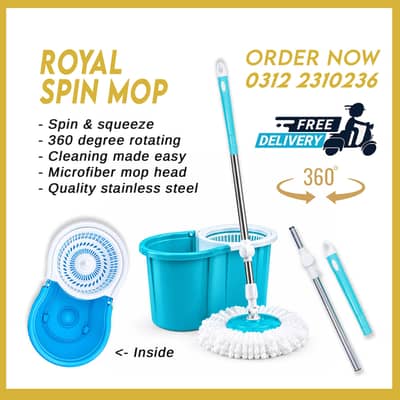 360° Spin Mop Rotating Action, 1 Refills Free Delivery in karachi