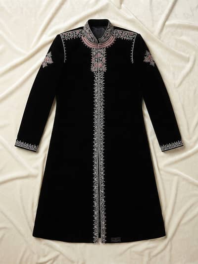 Black velvet sherwani for sale