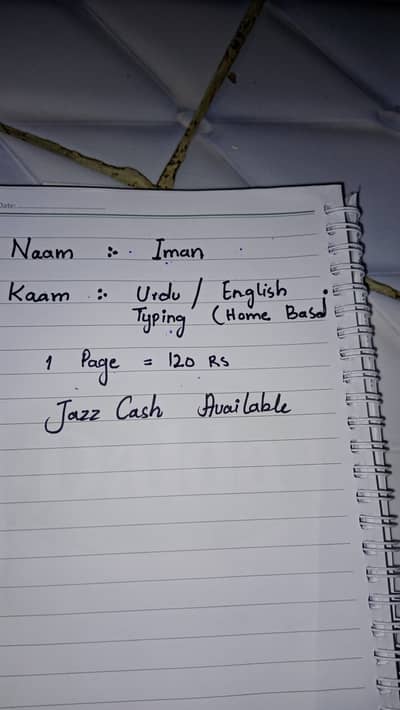 English Urdu Typing Service Home Based Rs 120 per page