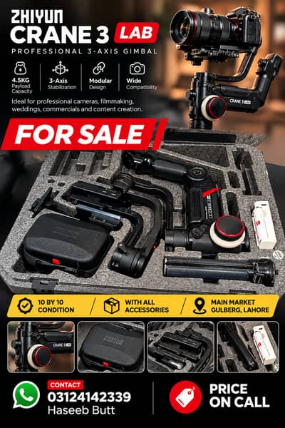 ZHIYUN Crane 3 LAB Professional Gimbal – Complete Kit