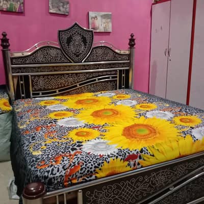 Steel Bed King Size With Mattress Foam