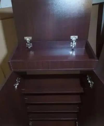 Dark brown wooden shoe cabinet