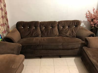 7 seaters sofa set in brown color