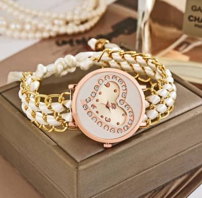Beautiful Heart Shape Braided Bracelet Watch For Women - Brand New
