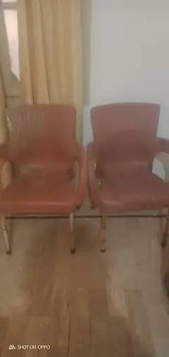 3- Plastic Chairs for sale 1000/- each. A Charpai for 5000/-almost new