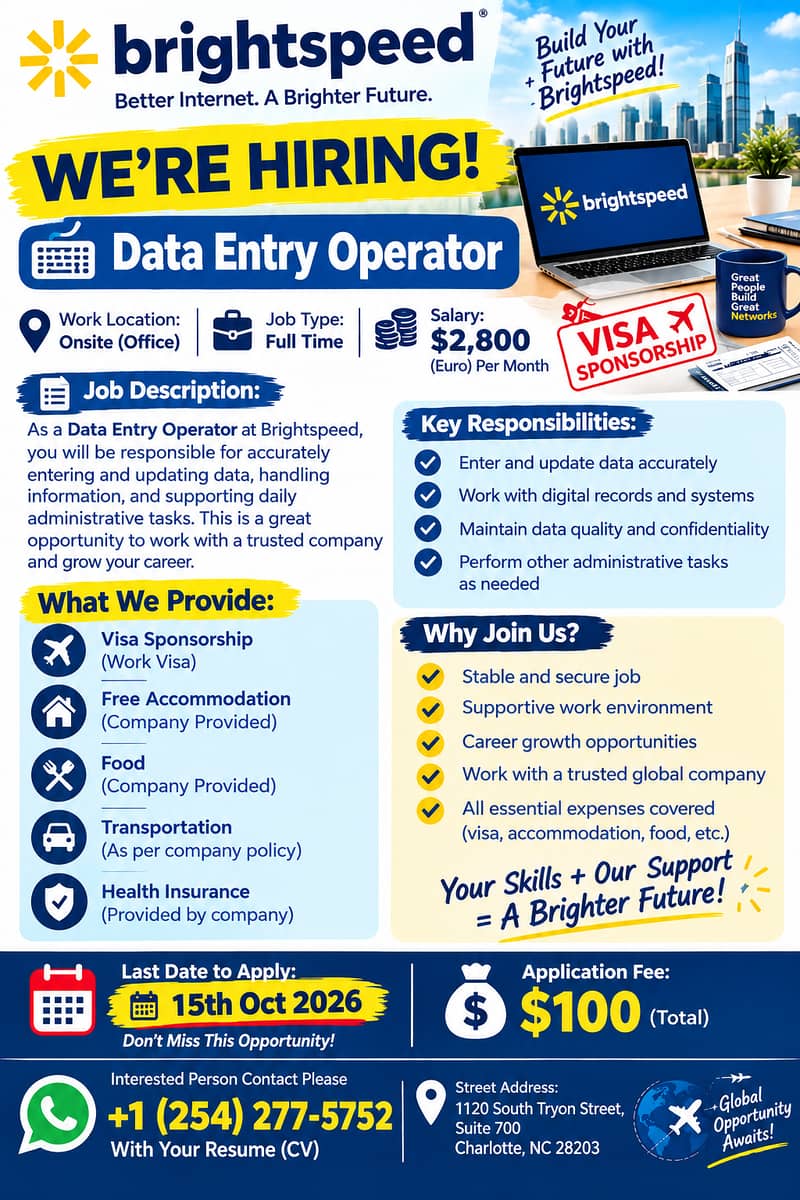 Data Entry Operator – Full-Time Job | Brightspeed 0