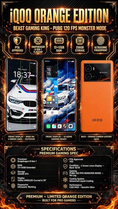 Vivo iQOO 9 Pro 12+12/256 ,official pta approve