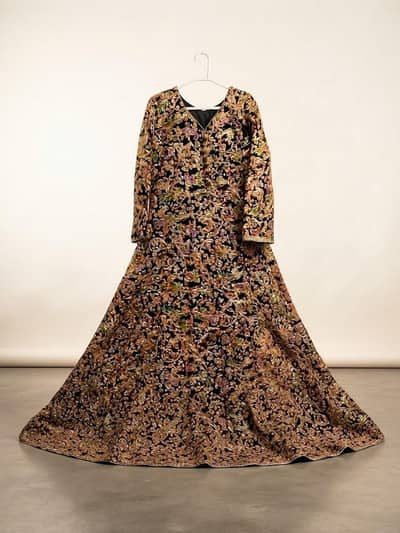 Heavy Embroidered Bridal / Party Wear Maxi Frock (Black & Gold)