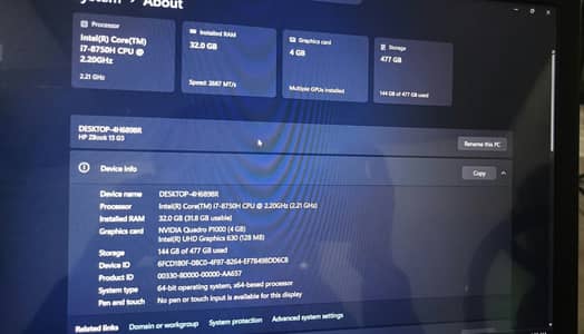 HP ZBook 15 G5| i7 processor| 8th Gen| 32GB RAM| 512 SSD| 4GB graphic