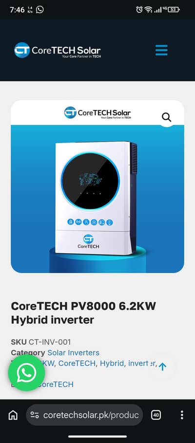 CoreTECH 6.2 kW Inverter for sale