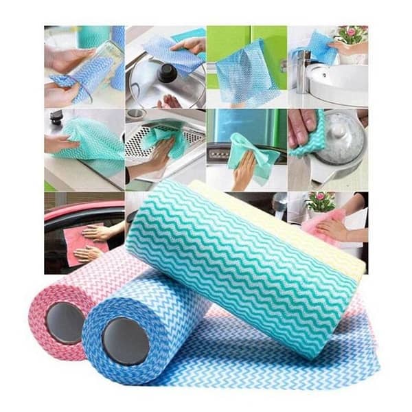 Non Woven Disposable Dish Cloth Reusable Dish Towels Kitchen Paper Towels Multi Purpose Cleaning Towels (Dishcloth-Multi-Colored)