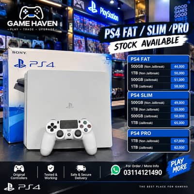 Playstation 4 Fat/Slim/Pro | Ps4 Fat,Slim,Pro 500GB/1TB Jailbreak