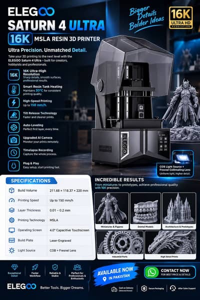 ELEGOO Saturn 4 ultra 16k Resin 3D Printer