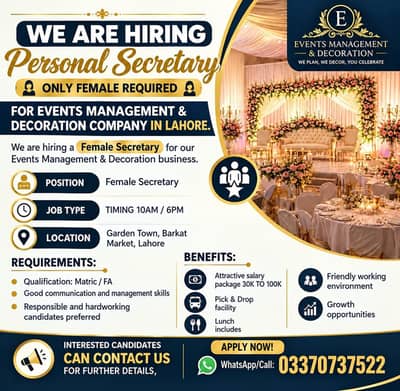 female secretary required