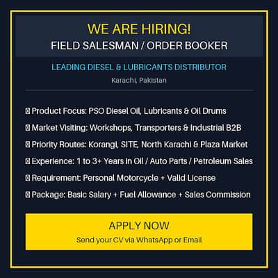 Field Salesman / Order Booker - Lubricants & Diesel⁠