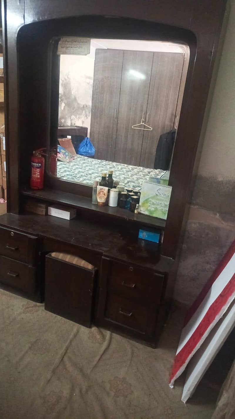 wood bed with dressing table 1